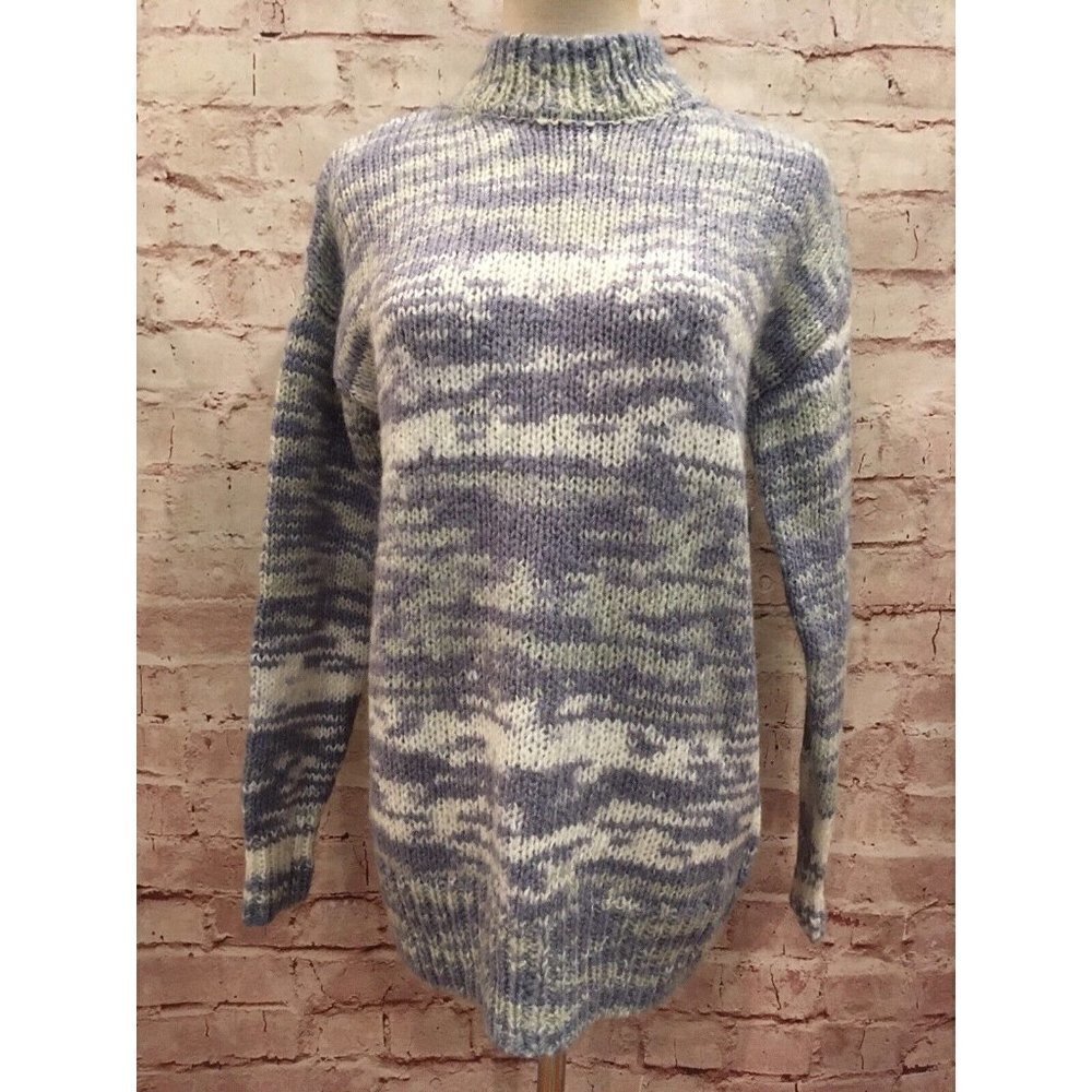 a.n.a Womens Blue Space Dye Mock Neck Fuzzy Pullover Sweater  Size XS NEW